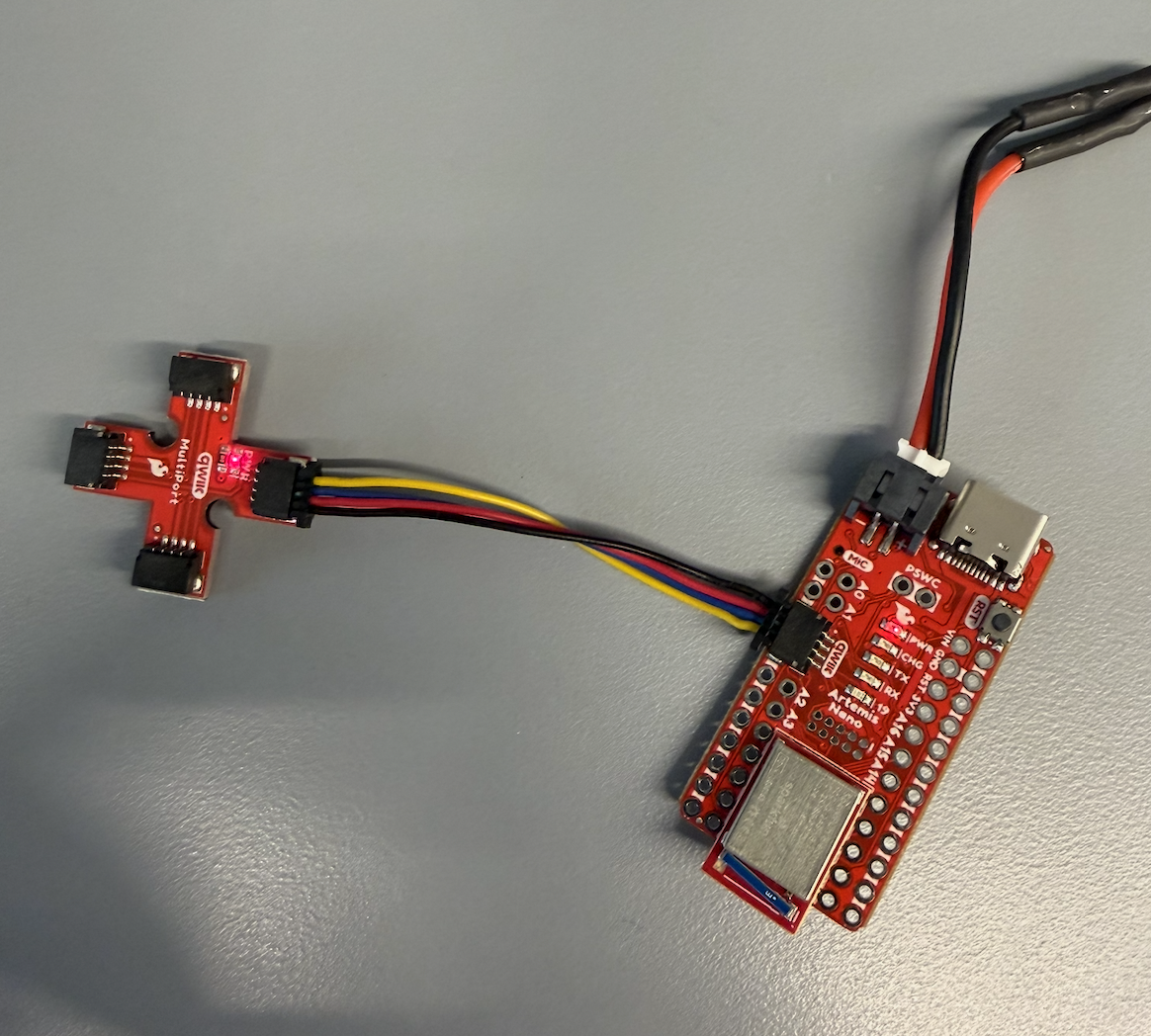 QWIIC breakout board connected to Artemis