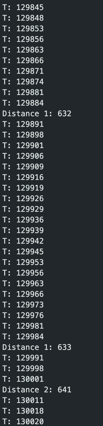 ToF1 timing between readings