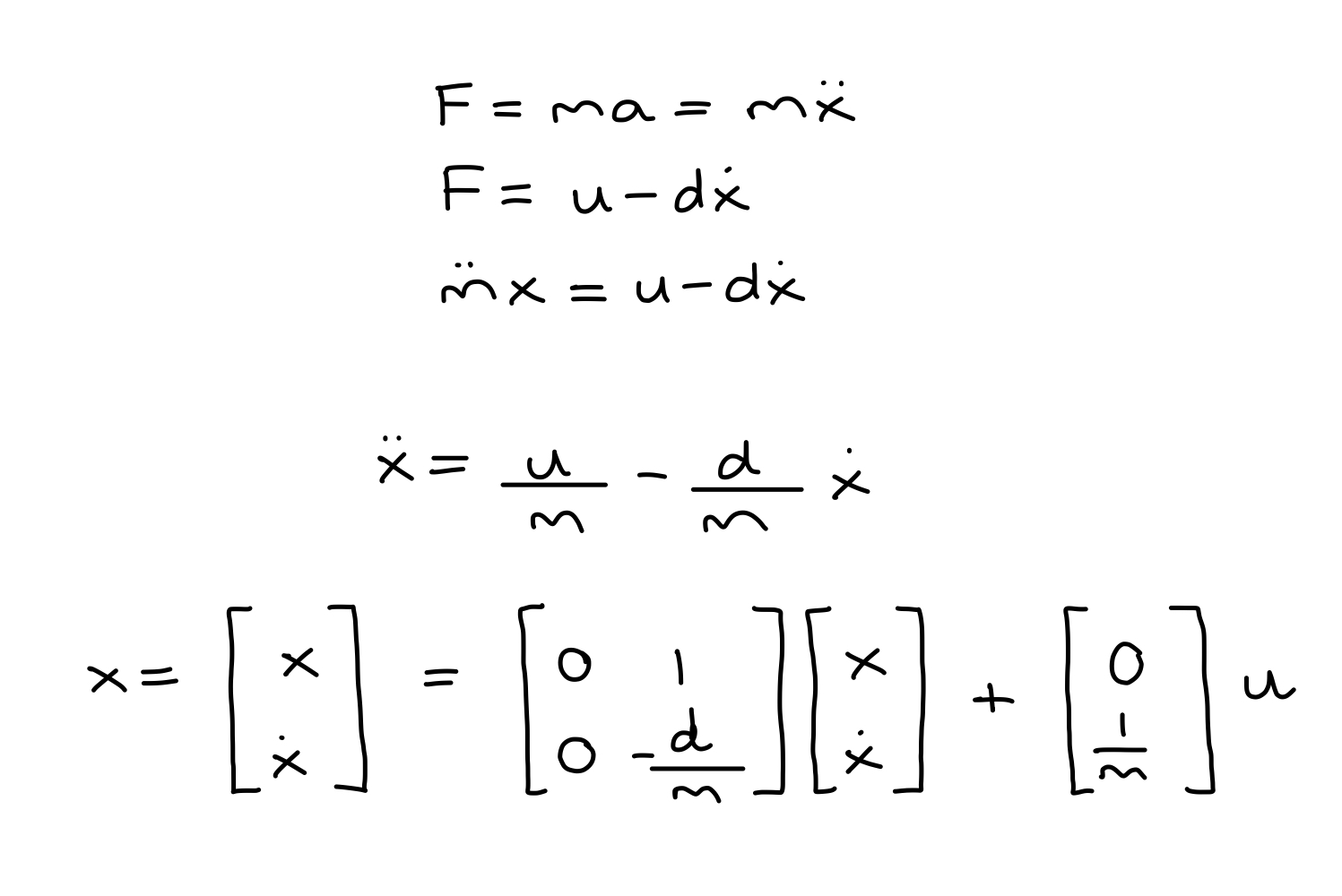 State space matrix derivation