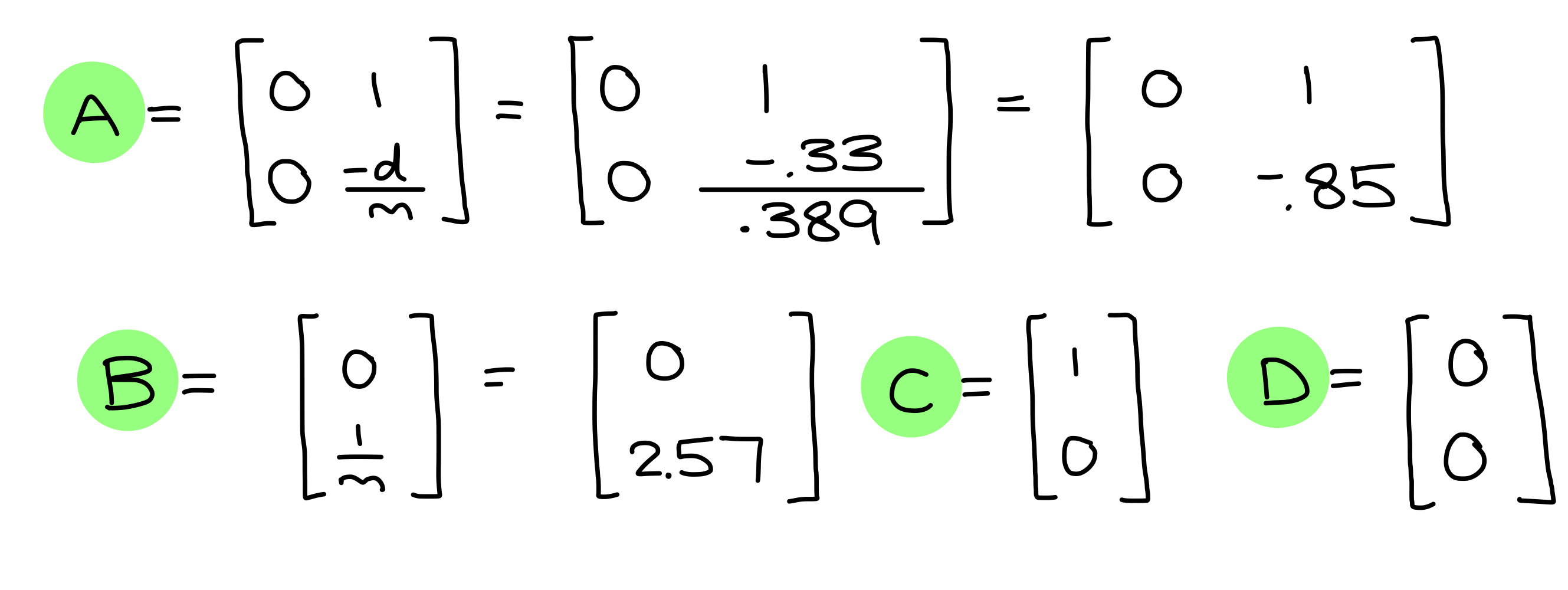 State space matrices